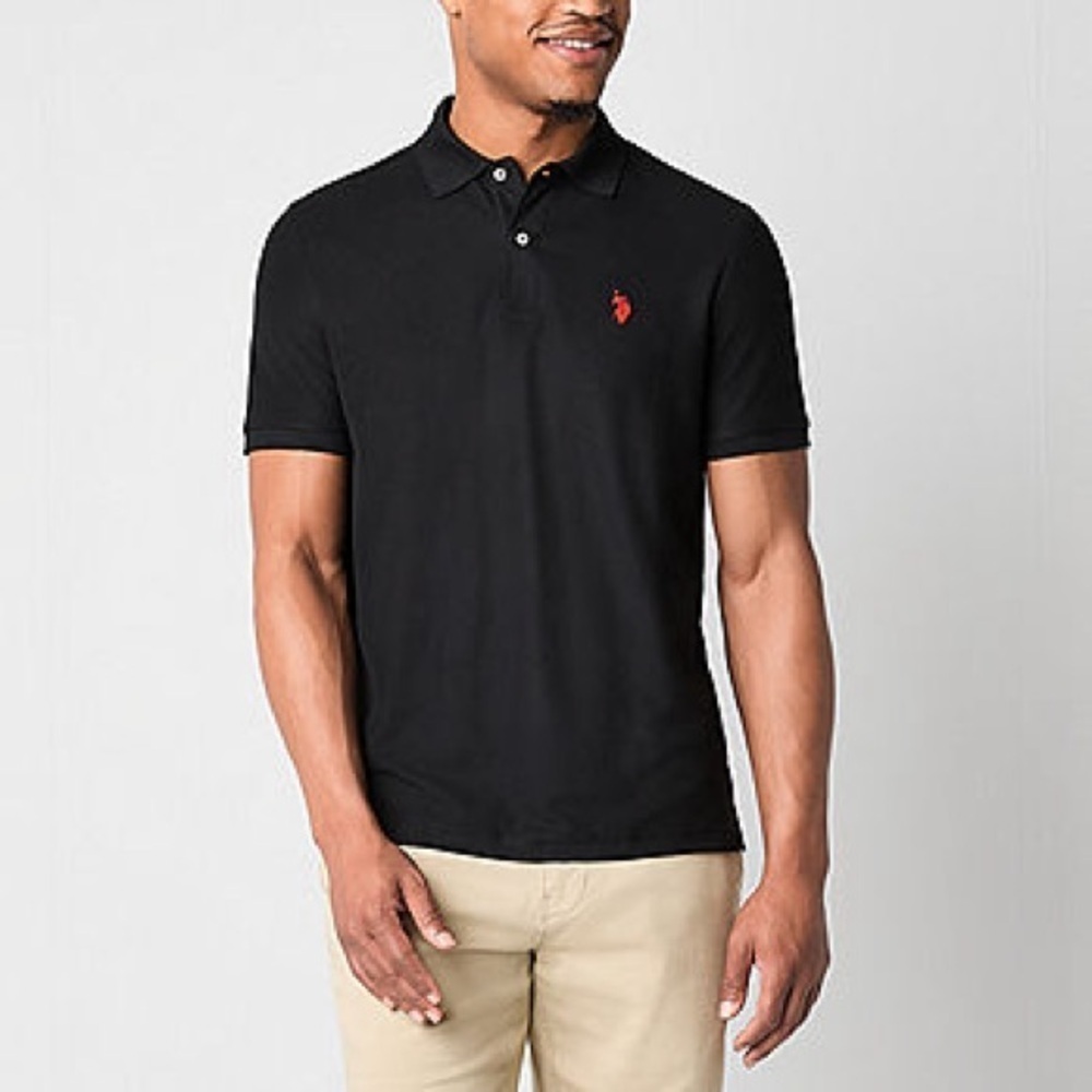 NWT US Polo Assn. Men’s Ultimate Pique Stretch Short Sleeve Polo in Black in XL